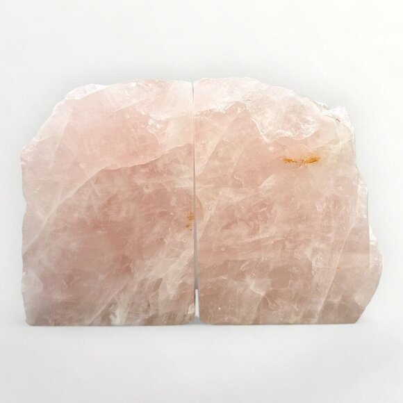 Rose Quartz Bookends Natural Characteristics Crystal Decor Pink Bookshelf (GB) - Picture 1 of 10